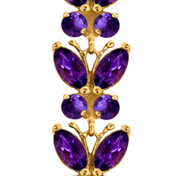 SOLID GOLD BUTTERFLY BRACELET WITH AMETHYSTS - Picture 2 of 2